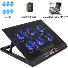 M8 Laptop Cooling Pad,6 Fans,Adjustable Height,2 USB Ports,for 12"-17" Laptops