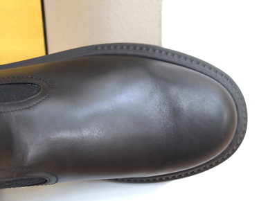 New sz 8 / 38.5 Fendi Black Leather Domino Biker FF Logo Sock Pull