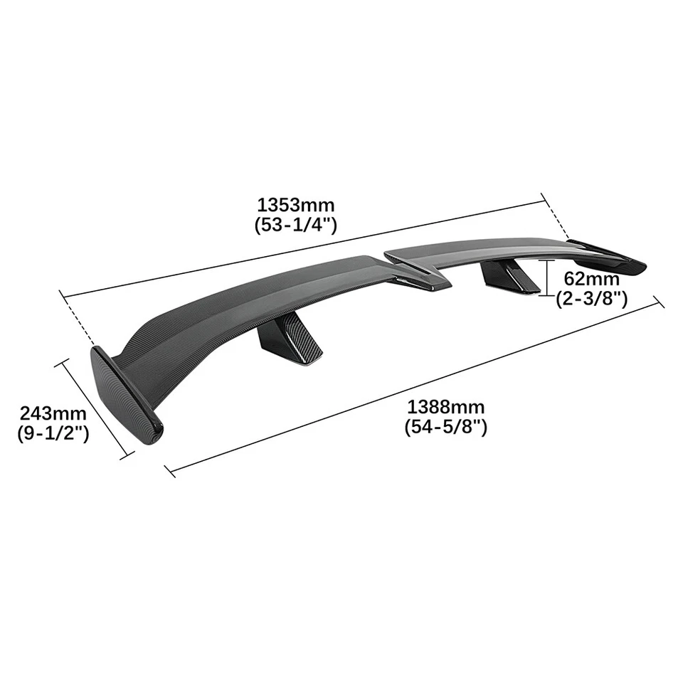 54" Seagull Pro Carbon Fiber Look Trunk Spoiler Wing Lip For Mazda RX-4 RX-7 RX8 - Image 2 of 4