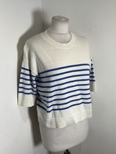 Anthropologie Ese O Ese boxy knit top S 8 10 VGC stripe print pattern silk