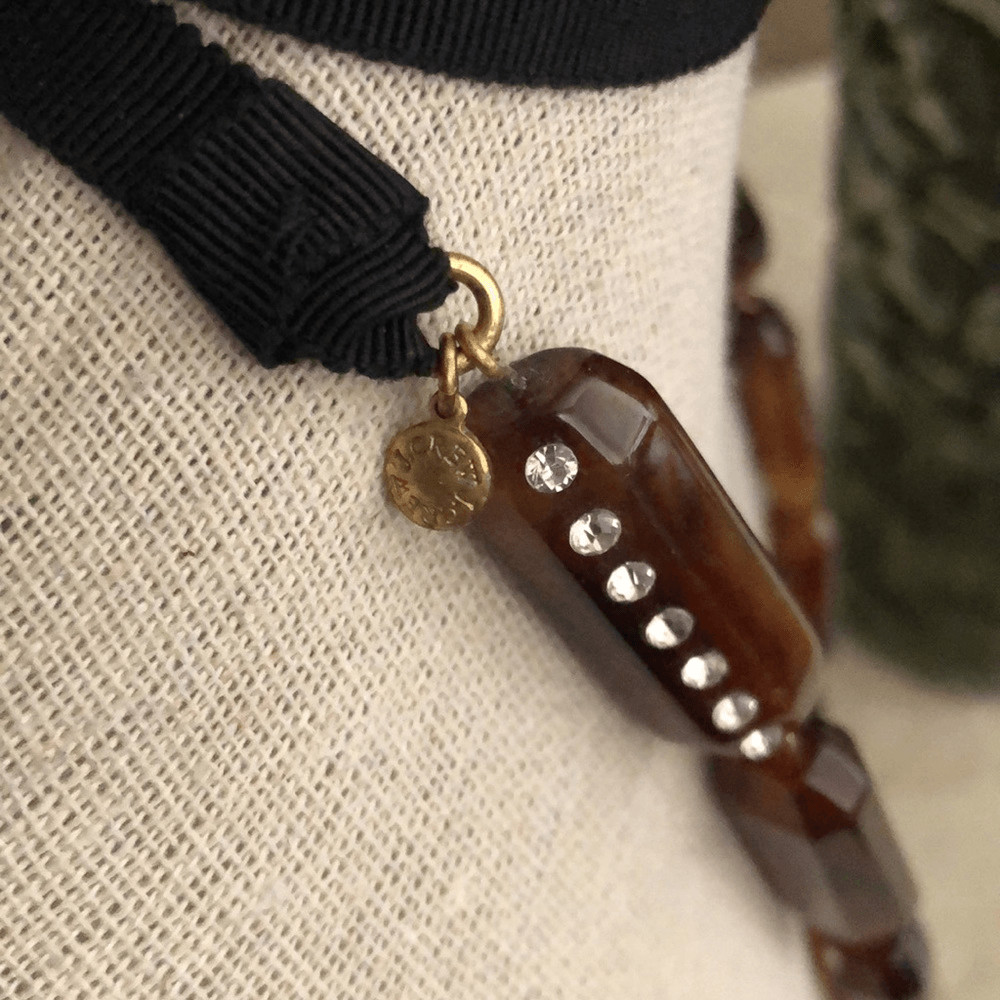 J. Crew Tortoise Resin Rectangular Bead Ribbon Ti… - image 2