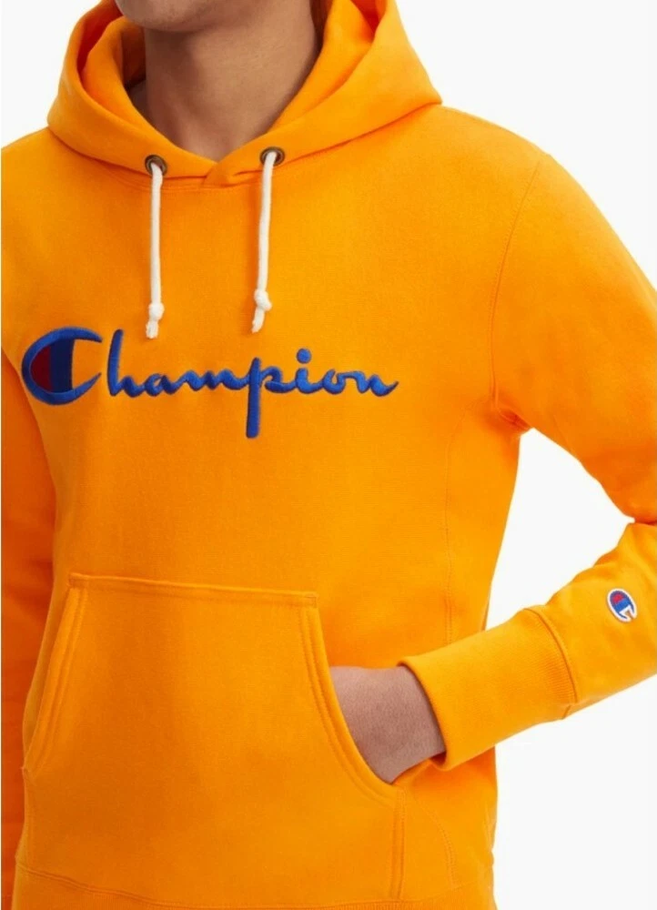 Champion Europe Script Reverse Weave Hoodie Spicy Orange Men&#039;s size |