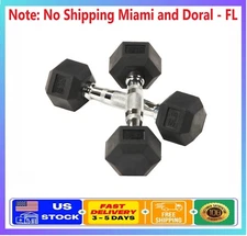 2 Pcs Rubber Hex Dumbbells 5/10/15/20/25/30/35/40/60/70/80/90/100 Lbs Pair Black