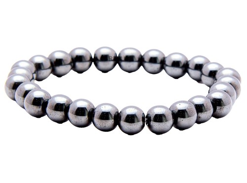 Bracelet Rigide Rétro Avec Camée Hématite à Facettes - Couleur Argent - Très Bon état