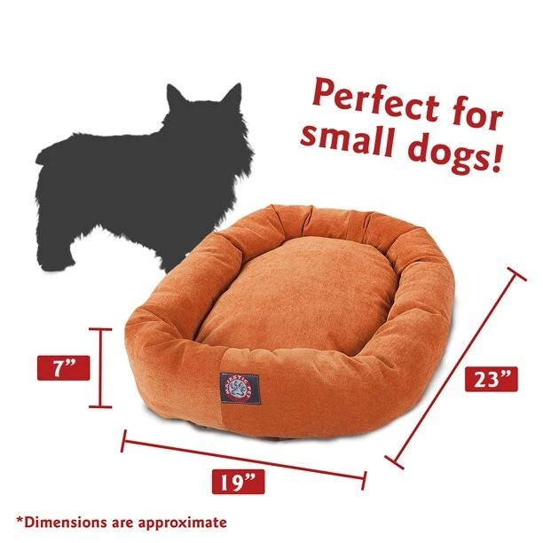 Majestic Pet Villa Terciopelo Bagel Perro Cama Lavable a Máquina Naranja Foto 3 de 4