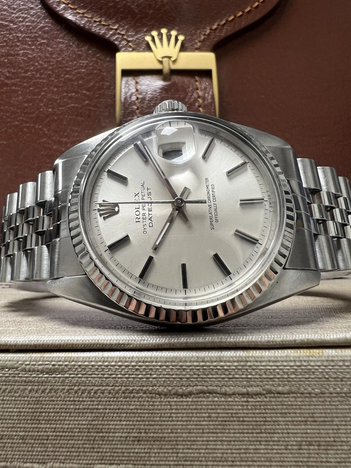 Mens Rolex Datejust White Gold Stainless Silver Dial 36mm Watch 1601 - Image 3 of 4