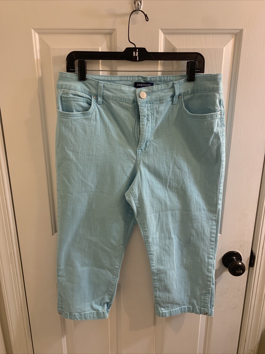 Bandolino Mandie Capri Jeans Womens 14 Aqua Cotton Stretch