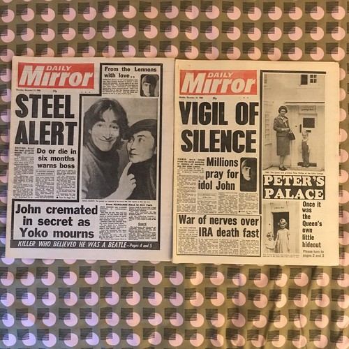 JOHN LENNON Dec 11th 15th Death Daily Mirror Original full newspapers No Crease