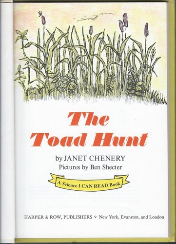 The Toad hunt by janet chenery & ben shecter 1967 hardcover harper & row - Picture 2 of 6