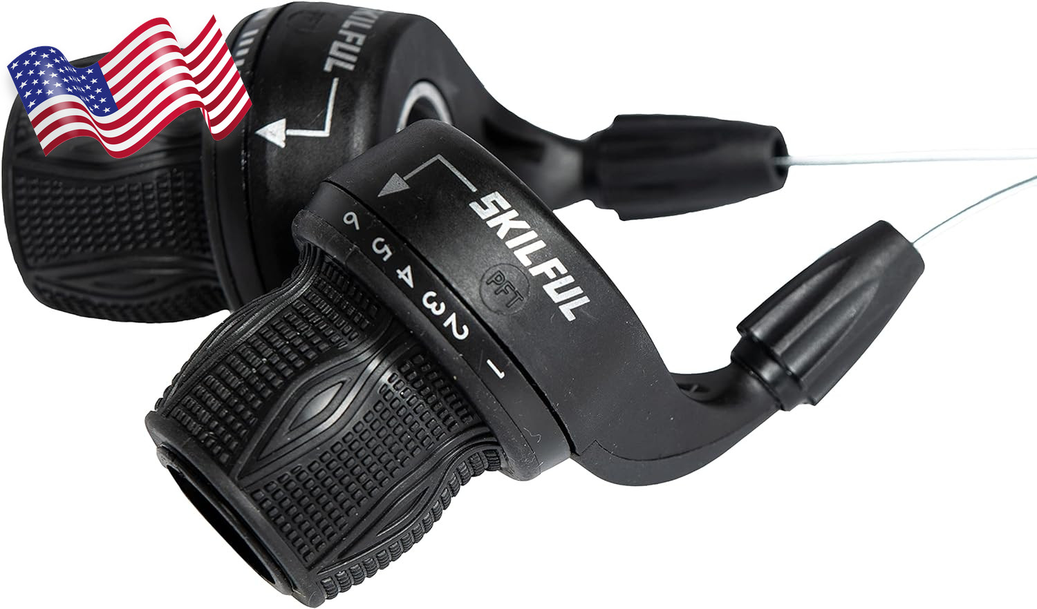 Bicycle Twist Shifter Lever Bike Gear Grip Shift 3x6 Speed with Grips Pair
