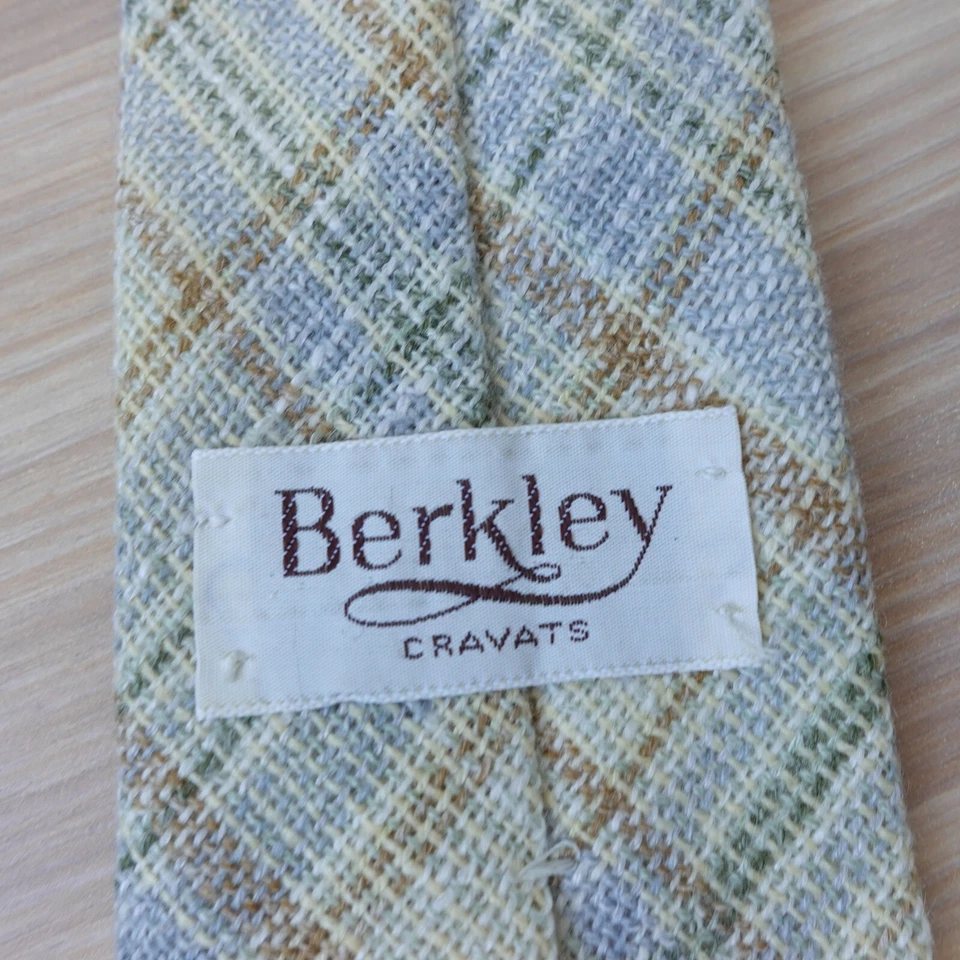 Corbata de lana a cuadros para hombre BERKLEY corbata tejida con flecos extremo papá informal retro de colección Foto 4 de 4
