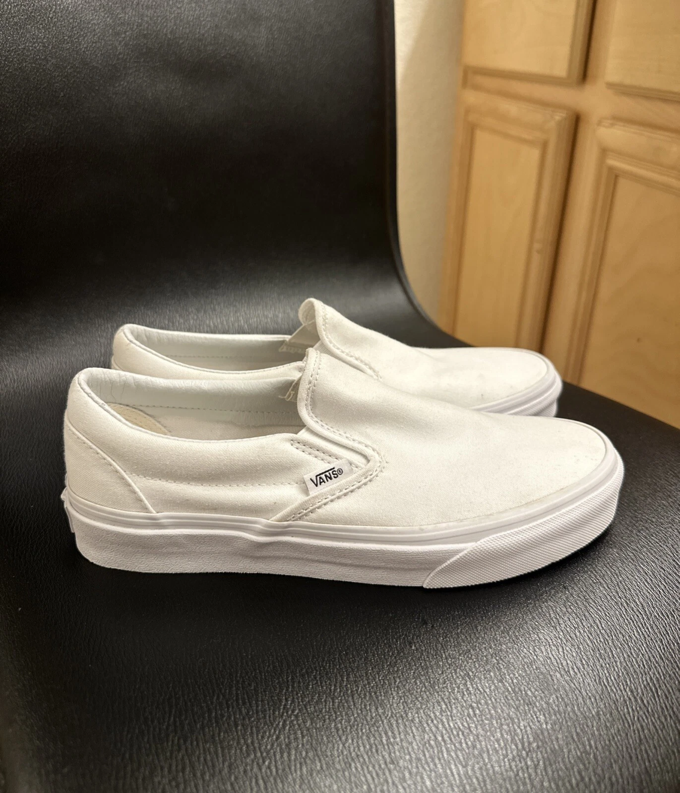 Scarpe Vans unisex adulto classiche slip on tela bianca taglia M 7 W 8 5