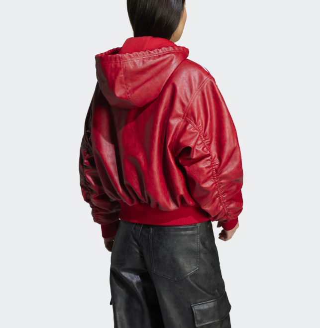アウターその他 ADIDAS ADILENIUM 3 Vintage Pow Leather Jacket Red JY8887 adidas Adilenium Season 3 Vintage Faux Leather Women's