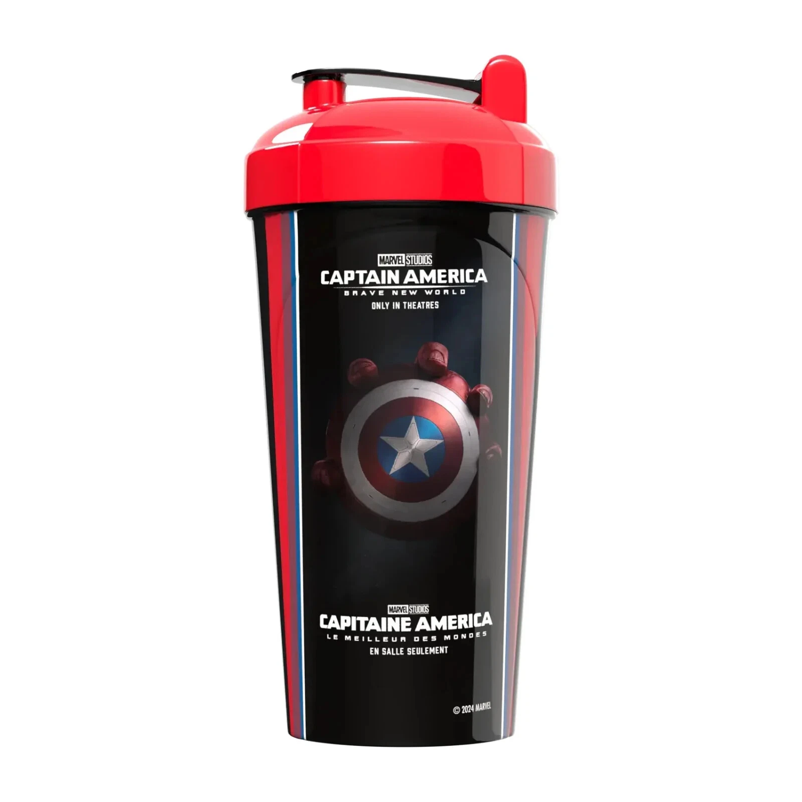 Perfect Sports Captain America Shaker Secure Lid Leak Proof Black 700ml NEW