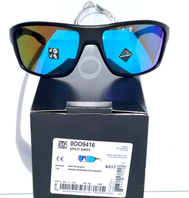 NEW Oakley SPLIT SHOT Matte Black POLARIZED PRIZM Sapphire Lens