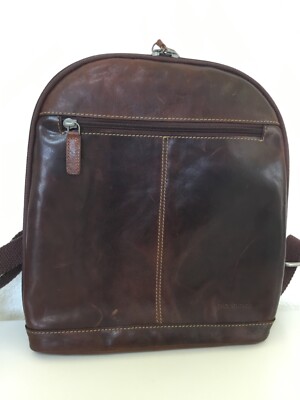 Jack Georges Genuine Leather Voyager Brown Convertible Backpack/Crossbody Bag