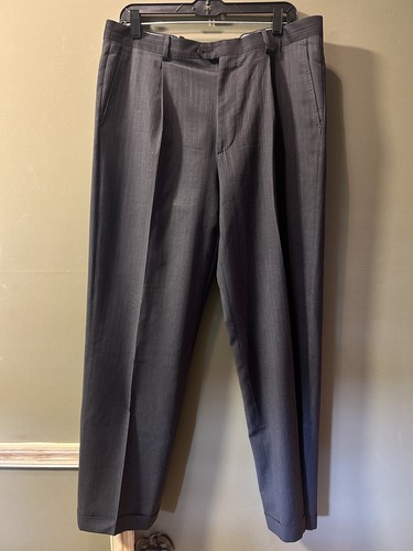 Ermenegildo Zegna Wool Silk 2 Piece Suit 40R Dark Gray Striped Pants 35x30 - Picture 13 of 21