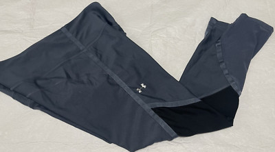 Womens Under Armour HeatGear Compression Leggings Size Large Cropped Grey Ex Con