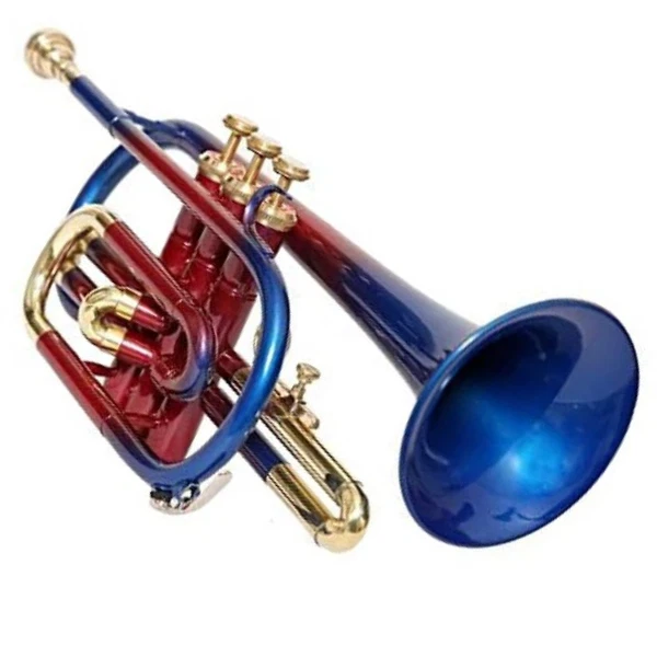 Cornet Trumpet Handmade Bb,Multi Color Lacquered+Brass Finish by Zaima with Case - Image 2 of 4