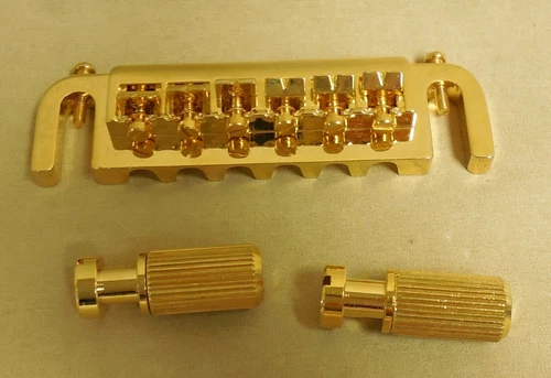 NEW GOLD STOP TAILPIECE BRIDGE WTH 6 SADDLES 4  GIBSON EPIPHONE ELECTRIC GUITAR 