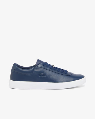 NEW $110 Lacoste Baseshot Evo Mens Blue Leather Lifestyle Sneakers Shoes