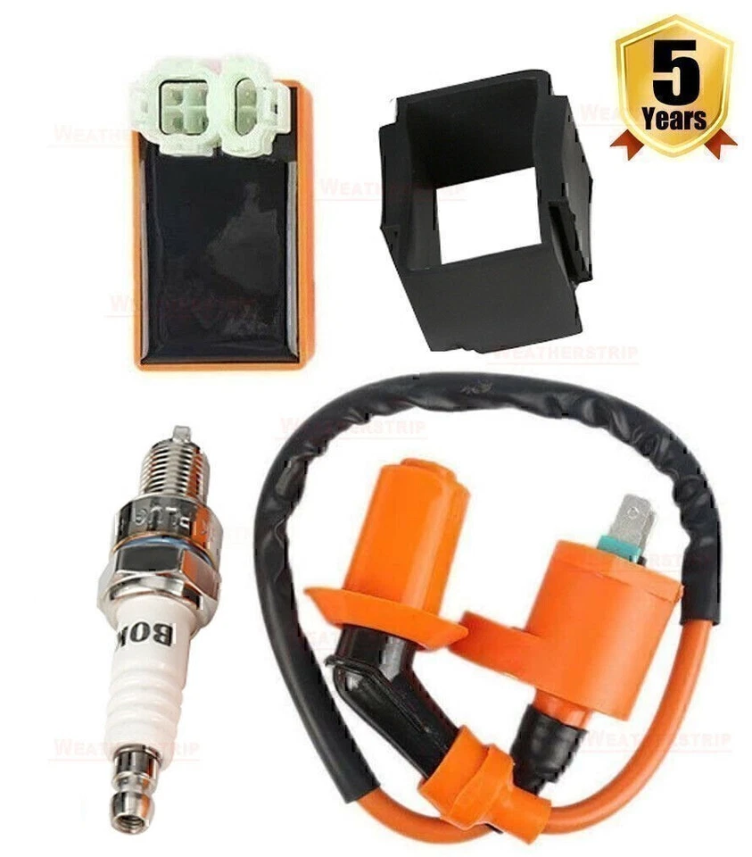 Caja Racing CDI de 6 pines + bobina de encendido y bujía para ciclomotor scooter GY6 50-150cc Foto 3 de 4