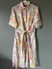 Lauren Ralph Lauren Women's Floral Tie Front 100% Linen Midi Shirt Dress Size 6
