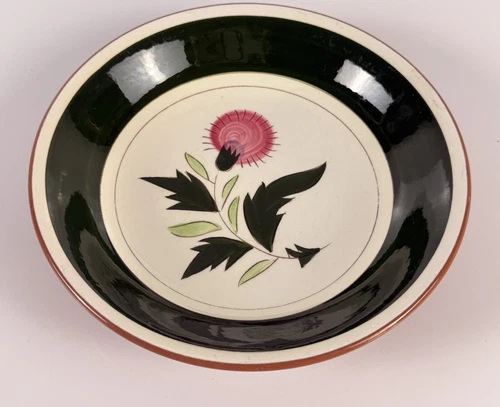 Stangl Pink Thistle 7-3/4" Coupe Soup Bowl 7-3/4" D Hand Painted 1950's 60's Vtg