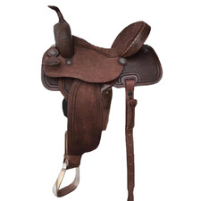Western Barrel Racing Horse Saddle Leather Trail Tooled Carved Equestrian 10-13