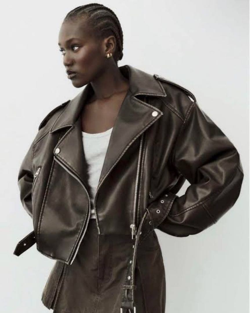 y2k Zara Double Rider Jacket, faux leather, Women's, Size S, Black