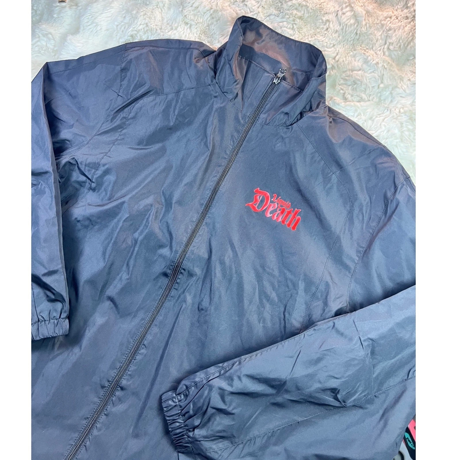 Sport-Tek Liquid Death Windbreaker Jacket Mens 2XL Black Red Logo Full Zip. A32 - product detail image 2