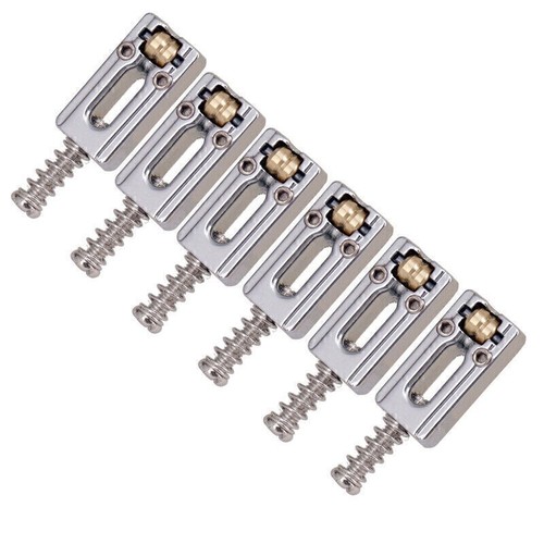 Silver Metal Vintage Roller Guitar Bridge String Saddles For Electric Guitar - Picture 9 of 11