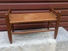 Vintage Wooden Splint Weave Footstool Woven Ottoman -24" L — photo 2