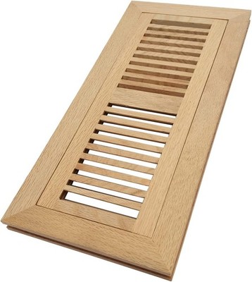White Oak Wood Floor Register Vent Flush Mount with Frame 4x12 Inch Unfinished