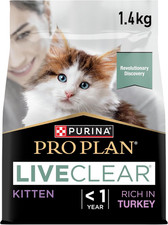 PRO PLAN® LIVECLEAR® Kitten 1-12M Rich in Turkey Dry Cat Food 1.4Kg 18.81 per kilo