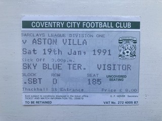 Coventry City v Aston Villa Div 1 TICKET 1990/91