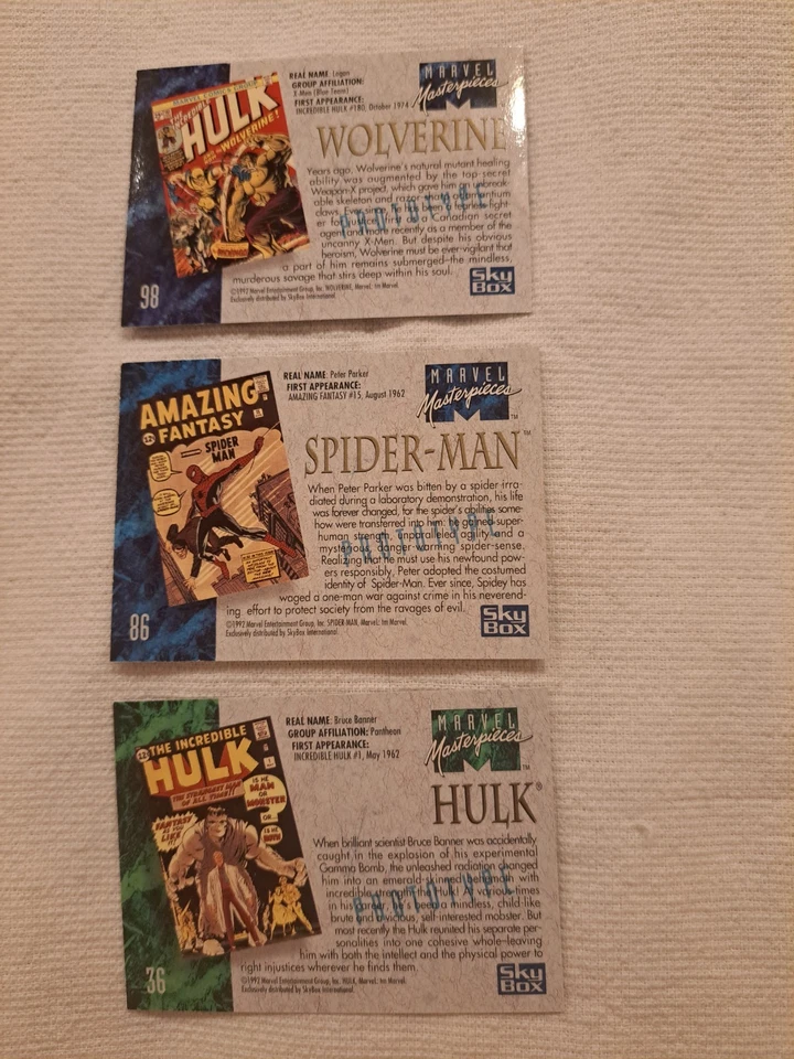 Raro 1992 Marvel Obras Maestras Prototipo Agrupación de Spider-Man, Wolverine, Hulk. Foto 2 de 4