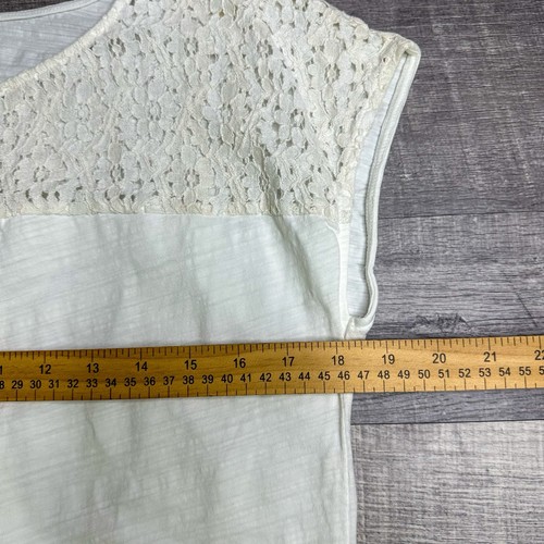 Top donna St John's Bay semplice bianco pizzo cotone pullover senza maniche taglia media - Foto 7 di 8
