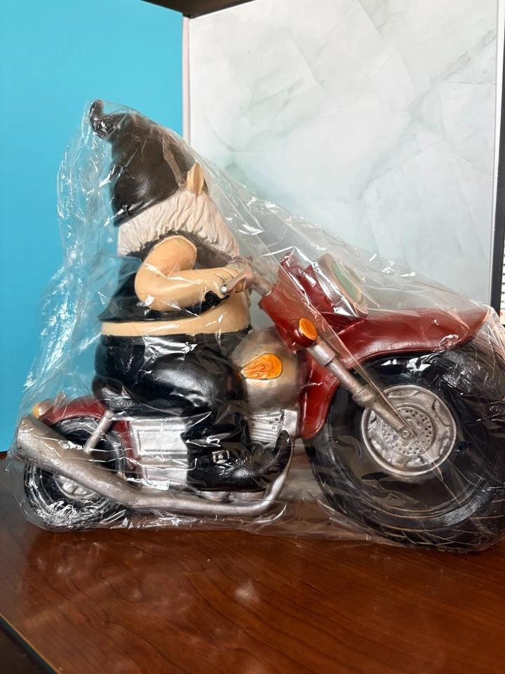 NIB Garden Gnome Axle Grease The Biker Motorcycle Statue Design Toscano - Image 3 of 4