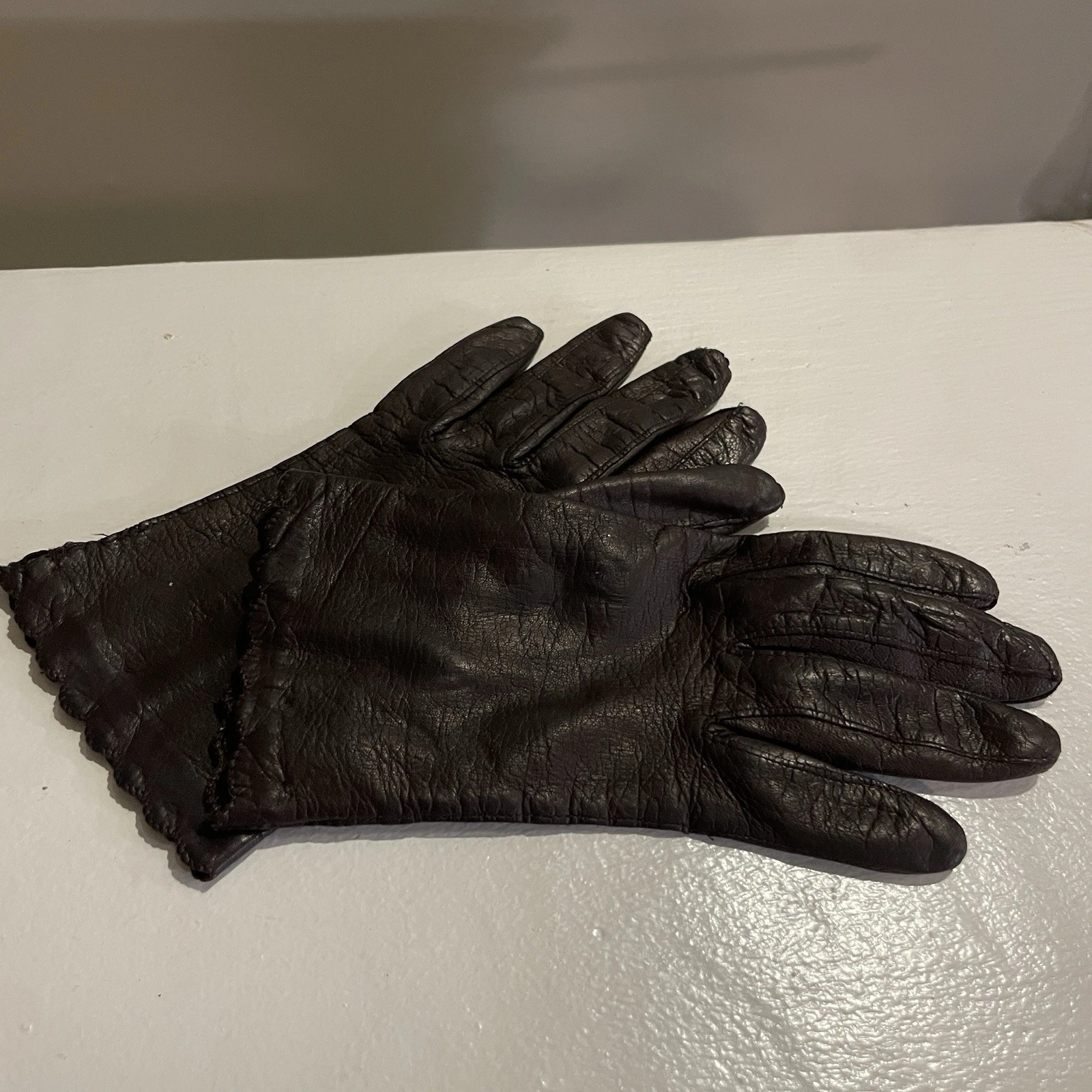 Vintage Leather Driving Gloves Brown Women S/M Soft Unlined Wrist Classic