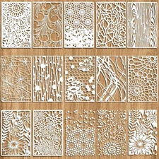 12 Pcs Abstract Geometric Texture Stencils for Painting, Mixed Stencils for Craf
