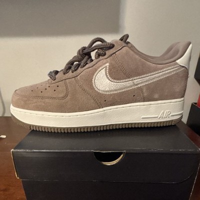 Nike Air Force 1 HJ4465-200 Mink Brown Suede Embroidered Swoosh Men's Sneakers