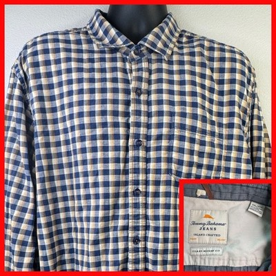 Tommy Bahama Jeans Mens XXL Plaid Button Down Shirt Island Crafted