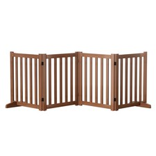 Wooden Freestanding Foldable Dog Gate, 24 Inch Height 4 Panel Pet Gate No Dri...