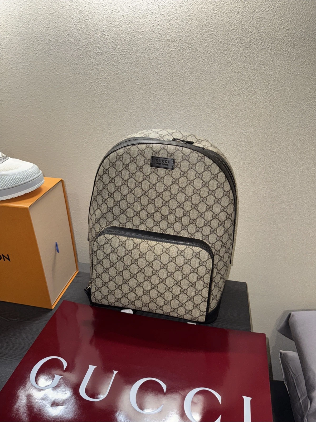 Sac à dos Gucci GG Supreme toile et bordure noire NEUF sans étiquette