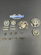 18 WWll Military Pins Sterling Silver .925 Marksmanship Infantry Navy Nurse