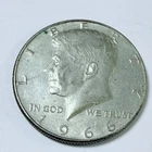1966 Kennedy Half Dollar. 40% Silver. Circulated US Coin, Free Shipping! #6661