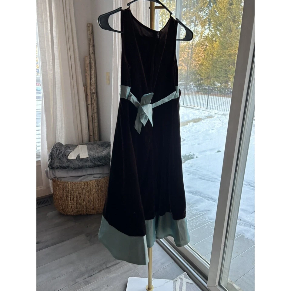 Идеальное платье, размер 14, с цветком, коричневый и бирюзовый - Изображение 2 из 4