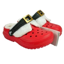 Crocs Kids Sizes Classic Lined Santa Clogs Unisex Red Black Gold