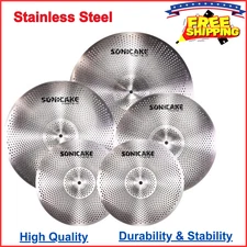 SONICAKE Low Volume Cymbal Pack Quiet Cymbal 14" Hi-Hat+16" Crash+18" Crash+20"